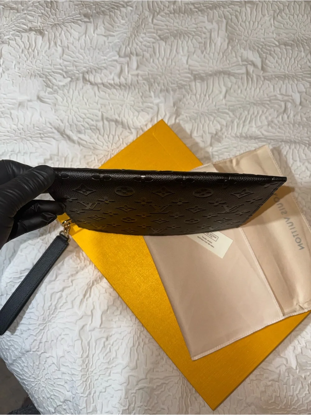 Louis Vuitton Black Embossed Monogram Flat Pouch
